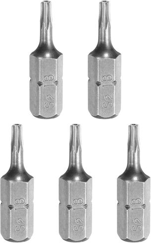 Harfington 5pcs T8 Torx screwdriver بت 1/4 "Hex Shank 25mm/1" S2 Steel Star 6 Point Hex Security Security Scread Bits with Hole for Impact in Saudi Arabia