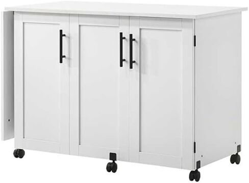 Pemberly Row Contemporary Wood Sewing Craft Table in Soft White in Kuwait