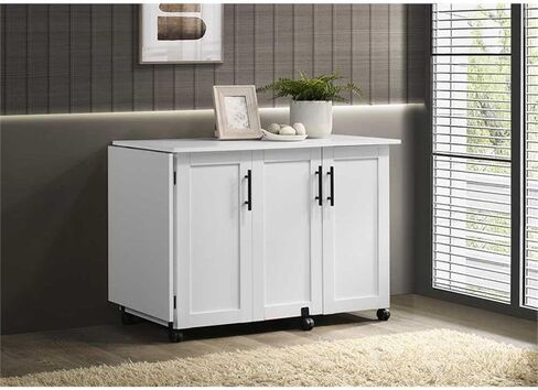 Pemberly Row Contemporary Wood Sewing Craft Table in Soft White in Kuwait