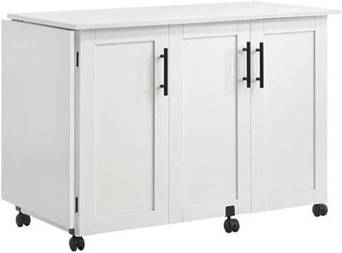 Pemberly Row Contemporary Wood Sewing Craft Table in Soft White in Kuwait