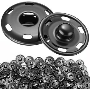 100 Sets Sew-On Snap Buttons 19 mm Metal Fastener Buttons Press Studs Buttons for Sewing Jeans Clothing, Gun Black, Silver in Saudi Arabia