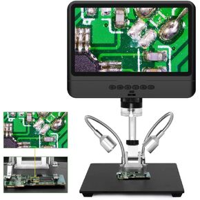 1200x Magnification Digital Microscope, 12MP Resolution, 8.5 Inch Screen, Wired Remote, Adjustable Lights, for Coin PCB Circuit Repair in Saudi Arabia