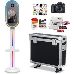 Magic Mirror Photo Booth مع الكاميرا والطابعة ، شاشة تعمل باللمس 15.6 بوصة ، كمبيوتر صغير مدمج ، حالة طيران ، التحكم عن بُعد-مثالي لحفلات الزفاف ، الحفلات والأحداث (أسود ، كاميرا+طابعة) in Kuwait