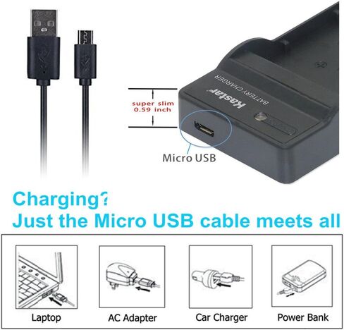 Kastar Slim USB Charger for JVC BN-VF823 BNVF823 and JVC Everio GS-TD1 GY-HM70U HM100U HM150U HMZ1U MG230 MG360 MG365 MG430 MG435 MG465 MG555 MG730 MS100 MS120 MS130 HD3 HM1 HM200 HM400 X900r + More in Saudi Arabia