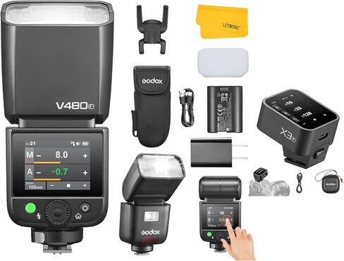 Godox V480 F V480-F TTL Flash for Fujifilm, 2.4G Wireless Speedlite Fuji HSS 1/8000s, 650 Full Power Flashes, Li-ion Battery,Smart Distance Readout, with Godox X3F TTL Wireless Flash Trigger in Saudi Arabia