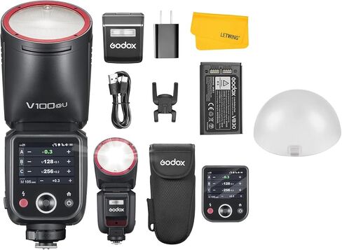 godox v100 o v100-o flash for Olympus ، 2.4g 100w ttl panasonic speedlite hss 1/8000s ، التحكم في الشاشة التي تعمل باللمس ، بطارية الليثيوم ، 400 وميض كامل للطاقة ، مع موزع قبة Godox AK-R11 لـ V100 Flash in Saudi Arabia