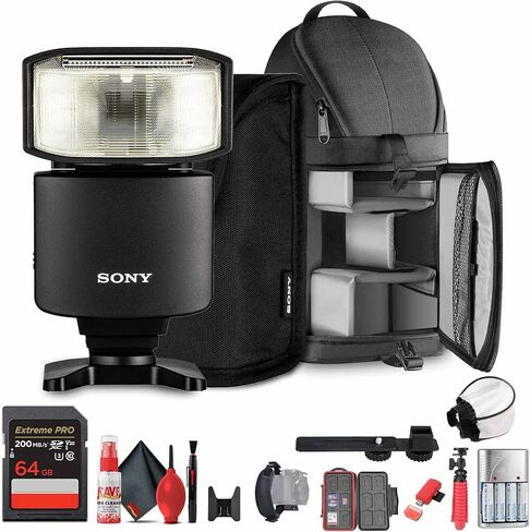 Sony HVL-F46RM Flash Wireless Flash-TTL عالية السرعة ، Dust & Moisture Resistant | بطاقة ذاكرة 64 جيجابايت | Pro Sling Backpack | ترايبود مرن | فلاش قوس | فلاش Diffusor | المزيد (متجدد) in Saudi Arabia