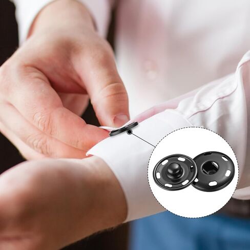 100 Sets Sew-On Snap Buttons 19 mm Metal Fastener Buttons Press Studs Buttons for Sewing Jeans Clothing, Gun Black, Silver in Saudi Arabia