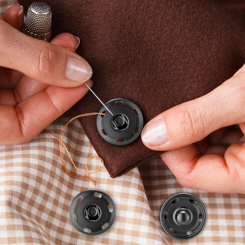 100 Sets Sew-On Snap Buttons 19 mm Metal Fastener Buttons Press Studs Buttons for Sewing Jeans Clothing, Gun Black, Silver in Saudi Arabia