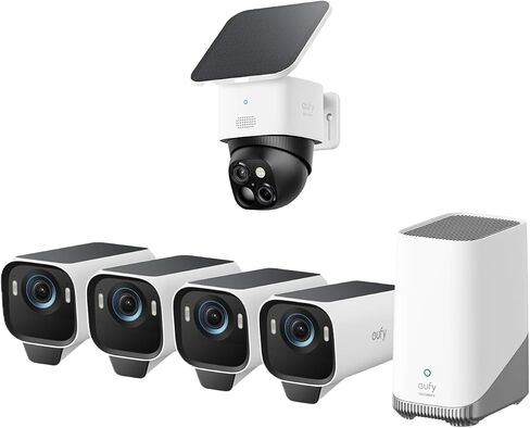eufy Security eufyCam S3 Pro 4-Cam Kit + SoloCam S340, Solar Camera Outdoor Wireless, MaxColor Night Vision, 4K Security Camera with Solar Panel, 360° Pan & Tilt Surveillance, No Blind Spots in Saudi Arabia