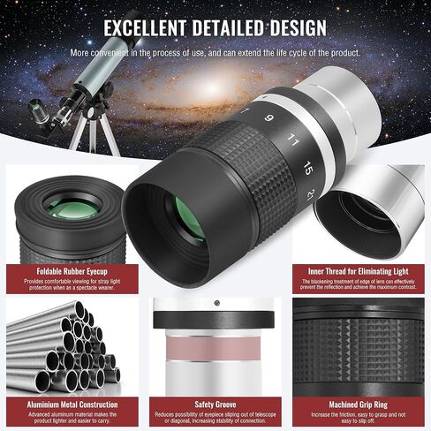 Alstar 1.25 inch Telescope Zoom Eyepiece - Bundle with - 2 inch 2.5X Barlow Lens in Saudi Arabia