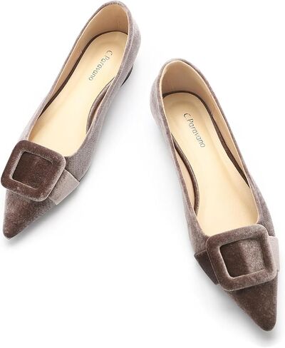 C.Paravano Women's Flats Velvet Pointed Toe Flats Slip-On Casual Work Shoes for Daily Wear Comfortable Stylish Ballet Flats in Saudi Arabia