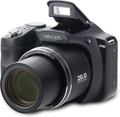 Minolta 20 Mega Pixels High Wi-Fi Digital Camera مع ZOOM البصري 35x ، 1080p HD Video & 3 "LCD ، Purple (MN35Z-BK) (متجدد) in Saudi Arabia