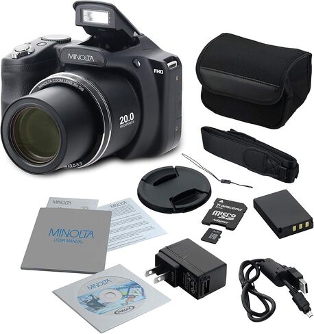 Minolta 20 Mega Pixels High Wi-Fi Digital Camera مع ZOOM البصري 35x ، 1080p HD Video & 3 "LCD ، Purple (MN35Z-BK) (متجدد) in Saudi Arabia
