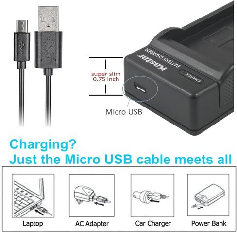 Kastar Slim USB Charger لـ JVC BN-VF808 و BN-VF808U و BNVF808 و JVC Everio GZ-MG130 148 150 155 175 255 275 575 GZ-HD7 GR-D745 746 750 770 771 775 790 in Saudi Arabia