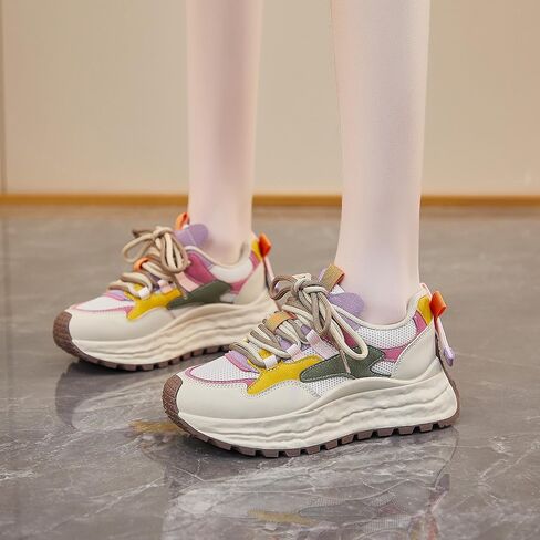 Women Fashion Colorful Platform Sneakers Comfortable Breathable Mesh Gym & Walking Shoes for Everyday in Saudi Arabia