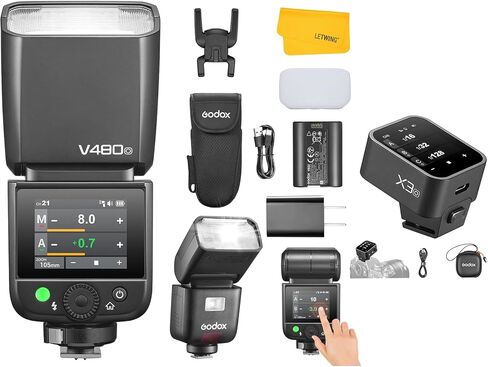 godox v480 o v480-o ttl flash for Olympus ، 2.4g Wireless Speedlite Panasonic HSS 1/8000s ، بطارية Li-ion ، 650 وميض الطاقة الكاملة ، قراءة المسافة الذكية ، مع Godox X3O TTL Wireless Flash Trigger in Saudi Arabia