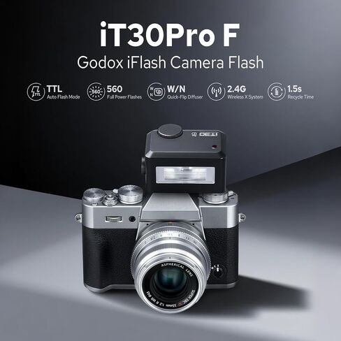 Godox iT30Pro-F TTL Mini Flash for Fuji, Touchscreen 1/8000s HSS 2.4G Wireless Flash Speedlite, Built-in Battery in Saudi Arabia
