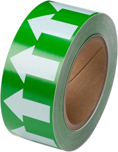 Brady 91421 2" العرض،90' الطول،B-946 فينيل عالي الأداء، أبيض على شريط سهم أخضر اللون in Kuwait