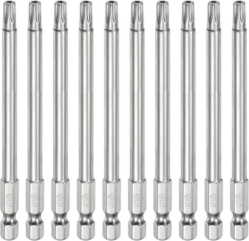 Harfington 10pcs T27 Security Torx Bit 1/4 "Hex Shank 4" Long S2 Steel Theretic Tarnetar Star Bits Bits Sucpecldriver Torx مع ثقب لقطع حفر السائق ، قم بإزالة مسامير التثبيت in Kuwait