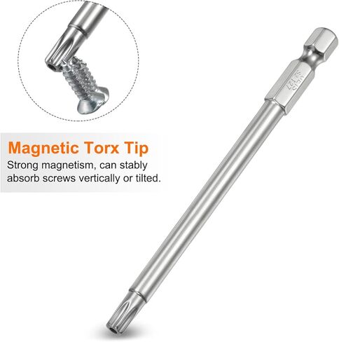 Harfington 10pcs T27 Security Torx Bit 1/4 "Hex Shank 4" Long S2 Steel Theretic Tarnetar Star Bits Bits Sucpecldriver Torx مع ثقب لقطع حفر السائق ، قم بإزالة مسامير التثبيت in Kuwait