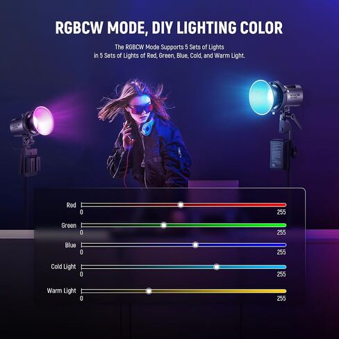 NEEWER MS60C RGBWW LED Video Light 2.4G/APP Control with CRS6 Softbox Diffusion Dome, 65W Metal Mini RGB COB Continuous Output Lighting Bowens Mount Handheld Spotlight in Saudi Arabia