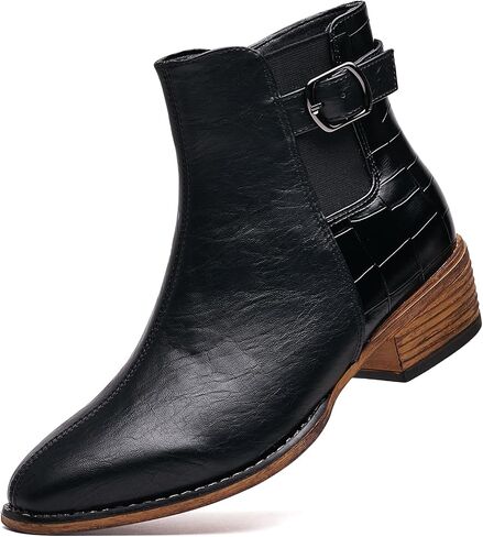 Women's Ankle Boots Mid-height Heels Chelsea Zipper Dressy Booties in Saudi Arabia