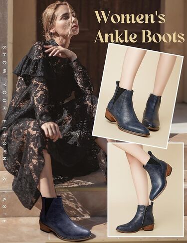 Women's Ankle Boots Mid-height Heels Chelsea Zipper Dressy Booties in Saudi Arabia