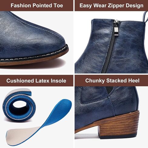 Women's Ankle Boots Mid-height Heels Chelsea Zipper Dressy Booties in Saudi Arabia