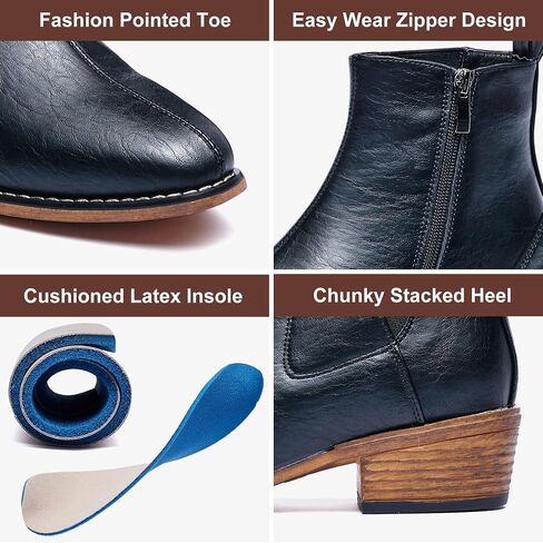 Women's Ankle Boots Mid-height Heels Chelsea Zipper Dressy Booties in Saudi Arabia
