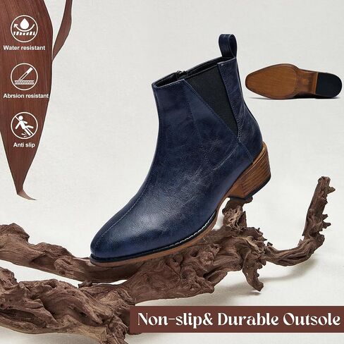 Women's Ankle Boots Mid-height Heels Chelsea Zipper Dressy Booties in Saudi Arabia