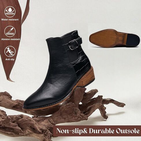 Women's Ankle Boots Mid-height Heels Chelsea Zipper Dressy Booties in Saudi Arabia