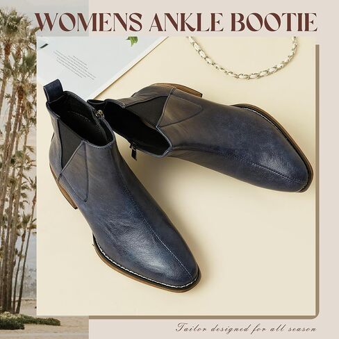 Women's Ankle Boots Mid-height Heels Chelsea Zipper Dressy Booties in Saudi Arabia