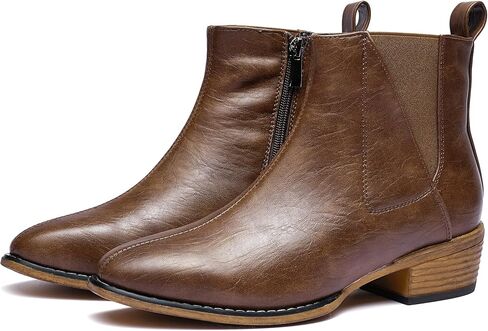 Women's Ankle Boots Mid-height Heels Chelsea Zipper Dressy Booties in Saudi Arabia
