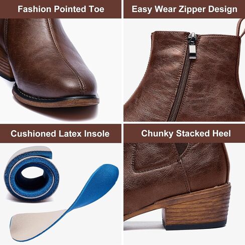 Women's Ankle Boots Mid-height Heels Chelsea Zipper Dressy Booties in Saudi Arabia