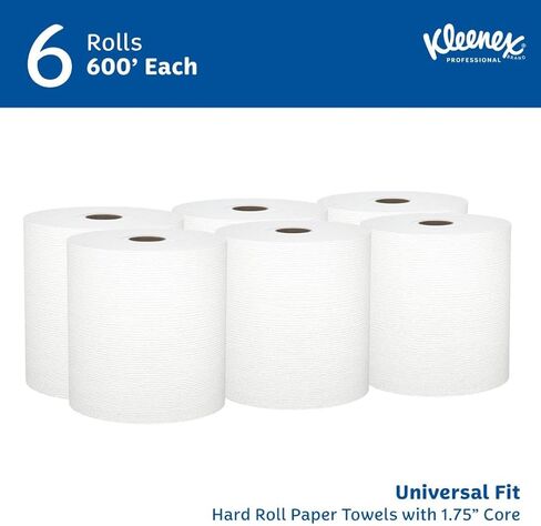 Kleenex® Hard Paper Towels (50606), with Premium Absorbency Pockets™, 1.75" Core, White, (600'/Roll, 6 Rolls/Case, 3,600'/Case) in Saudi Arabia