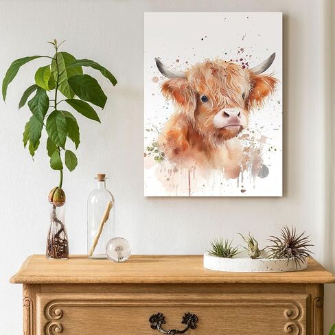 ORIDOMY Cute Deer Wall Art for Baby Nursery Wildlife Deer Wearing Wreath Wall Pictures Vintage Animal Portrait Photo Painting for Farmhouse Bedroom Bathroom Home Office Decor Kids Gifts 12"x12" in Saudi Arabia