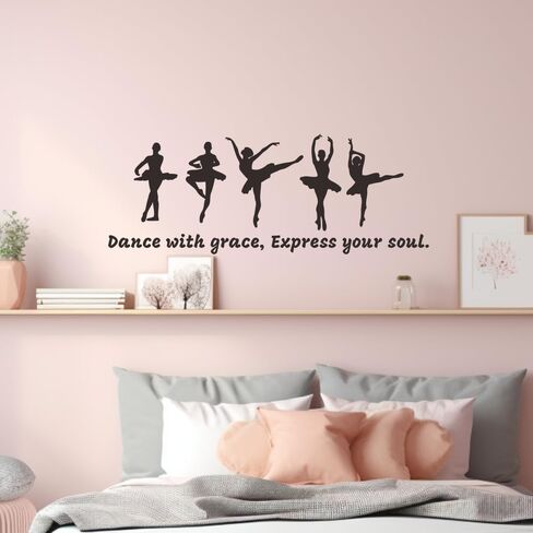 Dance Wall Decal – Ballet Dancer Silhouettes for Bedroom, Studio, or Kids’ Room Decor, 20 x 12 Inches in Saudi Arabia