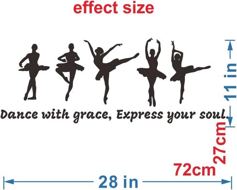 Dance Wall Decal – Ballet Dancer Silhouettes for Bedroom, Studio, or Kids’ Room Decor, 20 x 12 Inches in Saudi Arabia