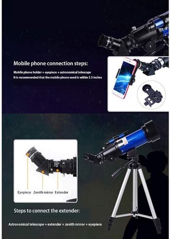 70mm Sky Astronomical Monocular Telescopes for Outside Travel Children Space Astronomic Refractor Beginner’s Space Monoscope Adults Spotting Scope Blue D (I) in Saudi Arabia