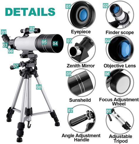 Super Binoculars Telescopes for Adults Astronomical Telescope with Tripod Smartphone Adapter Portable T Stargazing High Magnification High-Definition Telescope in Saudi Arabia