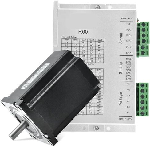 rtelligent 60x60mm 24 Step Stepper Motor 3N.M 5A مع 24-50V DC 5.6A 23 24 Stepper Motor Driver Controller Commanced Commanced Control Court (60a3) in Kuwait