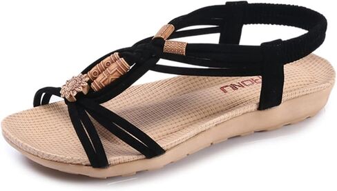 Jianchi Women Beach Sandals Bohemian Floy Fish Sandals شقق خارجية غير رسمية أزياء الصنادل المتعرجة المرتجفة (اللون: اللون البني ، حجم الحذاء: 7) in Saudi Arabia