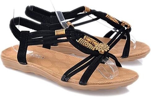 Jianchi Women Beach Sandals Bohemian Floy Fish Sandals شقق خارجية غير رسمية أزياء الصنادل المتعرجة المرتجفة (اللون: اللون البني ، حجم الحذاء: 7) in Saudi Arabia