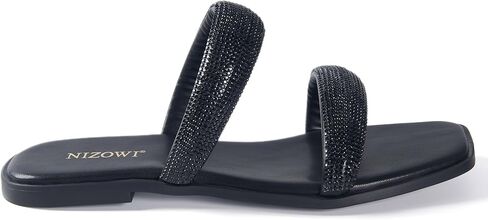 Sparkly Rhinestone Sandals for Women Bling Flat Sandals Dressy Glitter Sparkle Cute Strap Summer Slide Sandals for Dress Wedding Bridesmaid in Kuwait