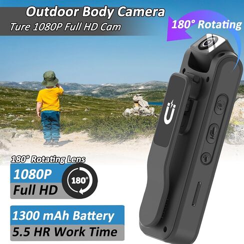 Wi - Fi 1080p HD Camera ، مقطع مغناطيسي ، مسجل رياضي يمكن ارتداؤه مع تسجيل مدته 5 ساعات للتنزه ، ركوب الدراجات ، السفر in Saudi Arabia