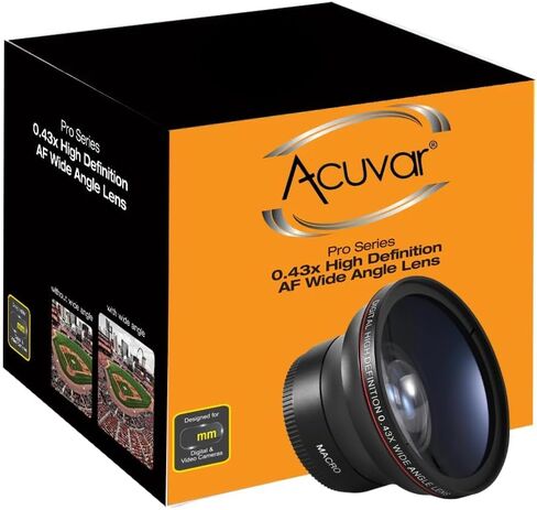 Acuvar MM 0.43x Professional HD Wide Angle Camera Lens with Macro Portion DSLR Cameras – Wide Angle, Macro, Photo, Video Lens (72MM) in Saudi Arabia