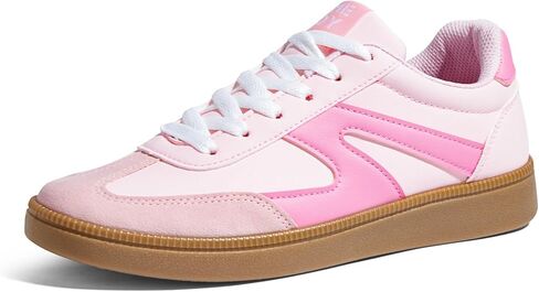 Women's Retro Sneakers Vintage Leather & Suede Patchwork Casual Shoes with Recyclable Material Insole Trendy Non-Slip Cushion for Streetwear & Daily Outfits in Saudi Arabia