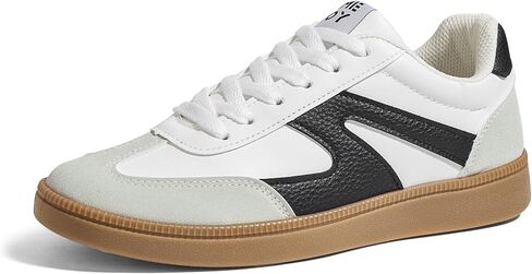 Women's Retro Sneakers Vintage Leather & Suede Patchwork Casual Shoes with Recyclable Material Insole Trendy Non-Slip Cushion for Streetwear & Daily Outfits in Saudi Arabia
