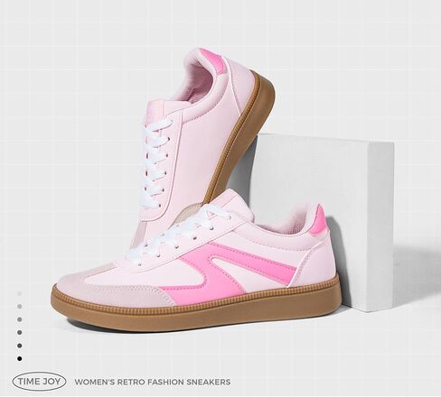 Women's Retro Sneakers Vintage Leather & Suede Patchwork Casual Shoes with Recyclable Material Insole Trendy Non-Slip Cushion for Streetwear & Daily Outfits in Saudi Arabia